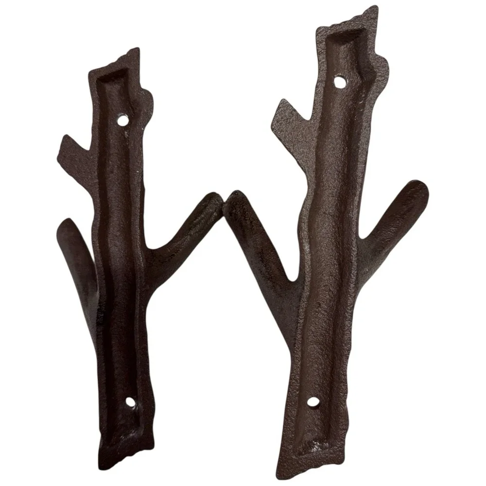 Cast Iron Tree Branch Double Decorative Metal Wall Hooks 7.5